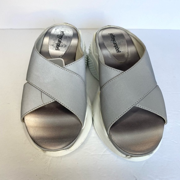 Jeffrey Campbell Silver White Sector Reflective Sport Slide Sandals - NEW - Picture 3 of 7
